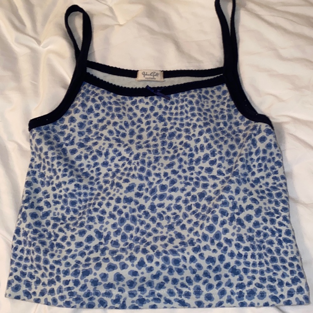 Blue leopard print tank top, brandy melville brand, one size